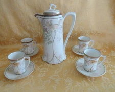 Antique Reinhold Schlegelmilch RS Germany Porcelain Floral Chocolate / Tea Set