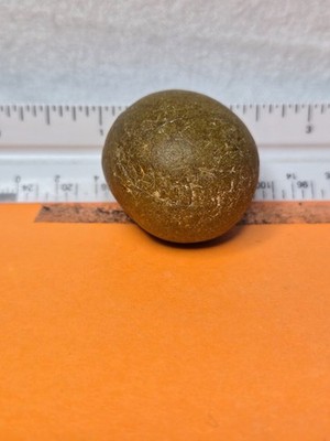 Authentic nice, polished Game ball made of brown hard stone from Antrim co Mi.