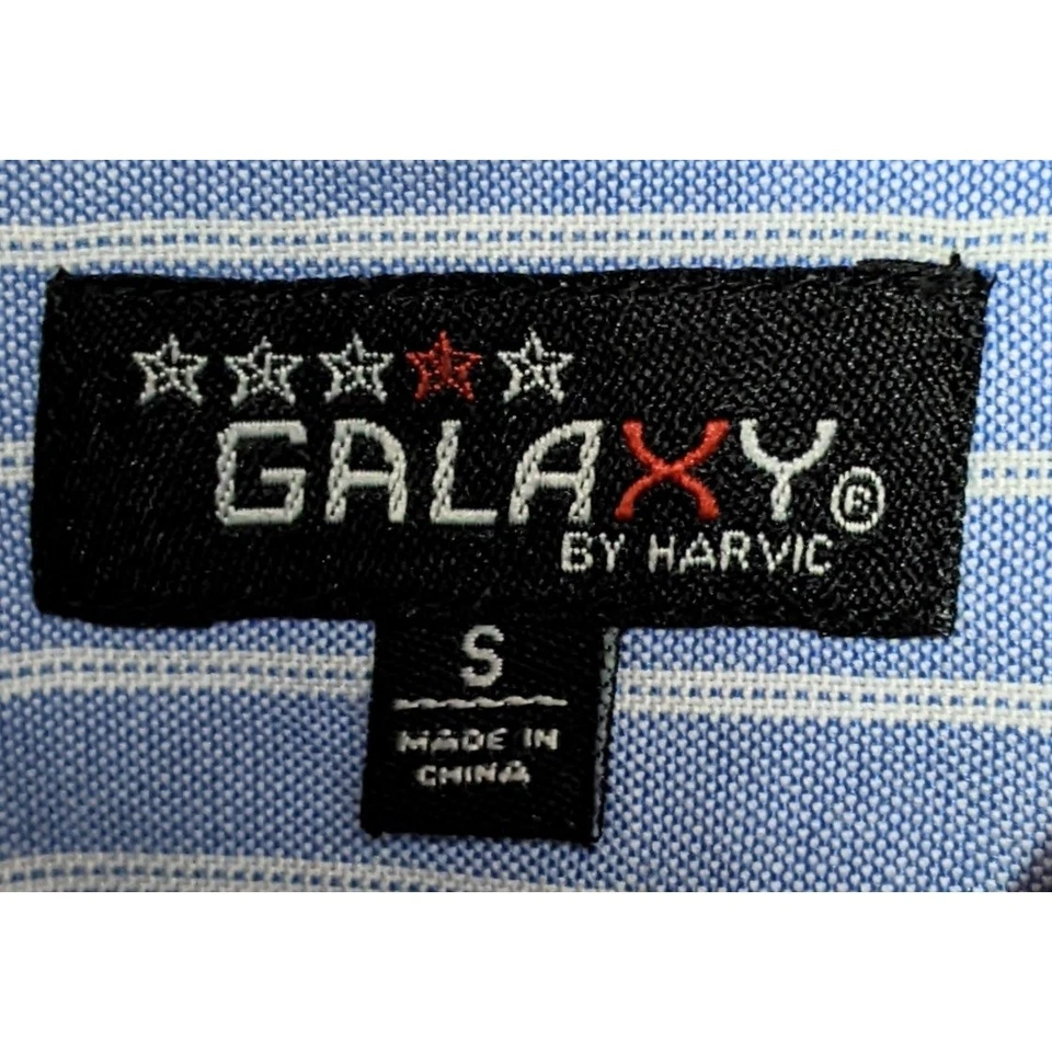 Galaxy by Harvic Mens Striped Button Down Shirt Size S Blue White Long Sleeve - Image 3 of 4