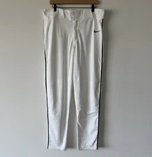 Nike Team Vapor Piped Baseball Pant White RN#56323 Men's Large Sports NWT~FLAWS!