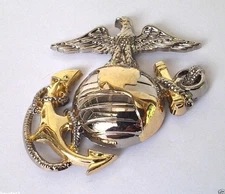 USMC EMBLEM Left Gold-Silver (LARGE 1-5/8") US MARINES Military Pin
