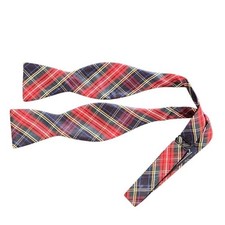 Lands  End Boy's Silk Red Plaid Bow Tie Size 13