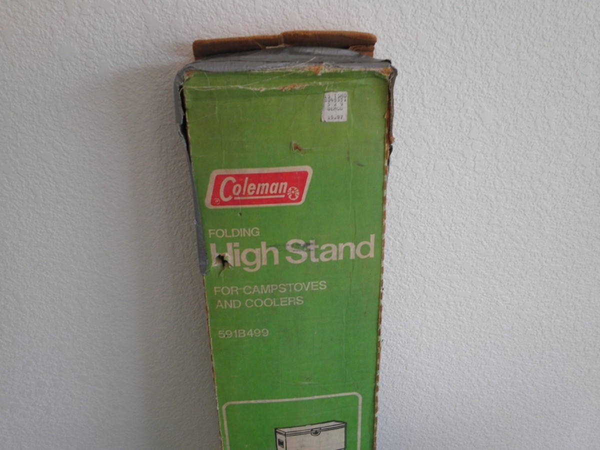 VINTAGE COLEMAN 591B499 FOLDING HIGH HI STAND ~ FOR CAMP STOVE