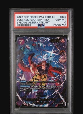 Eustass Captain Kid One Piece 0P14-EB04 English Special Alternate Art PSA 10 GM