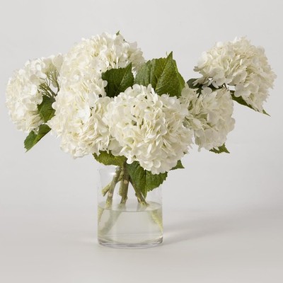 6 Pcs White Hydrangea Flowers Bouquets - Silk Hydrangea Stems for Home Weddin...