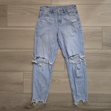 American Eagle Jeans Womens 4 Curvy Mom High Rise Distressed Ripped Denim Pants