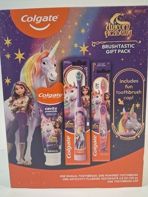 Colgate Unicorn Academy Brushtastic 3pc Gift Pack W/Electric Toothbrush Exp 7/27