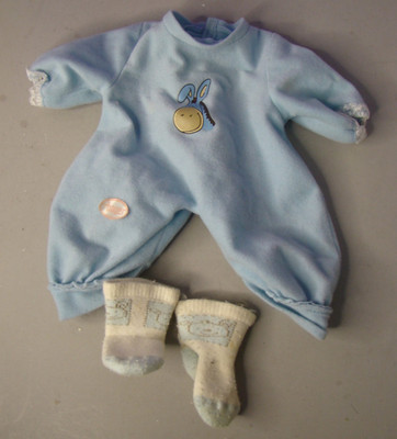 Bayer Baby Doll Clothes Donkey Blue 10'' with socks
