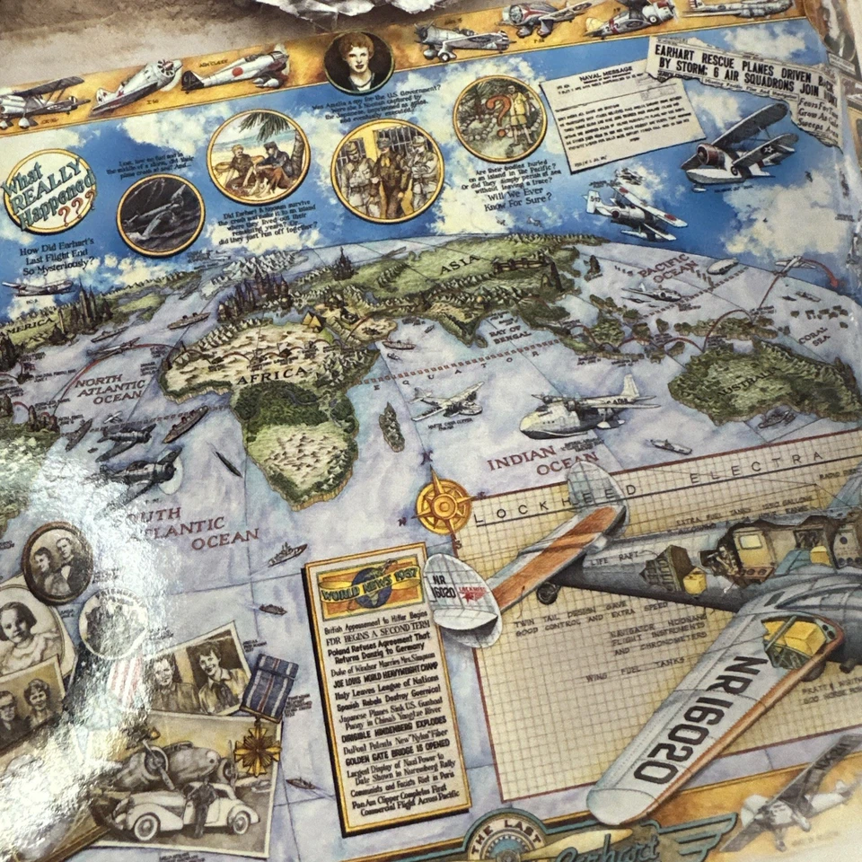 VTG 1997 BePuzzled Buried Blueprints Amelia Earhart 1000 pcs Puzzle NEW SEALED - Image 4 of 4