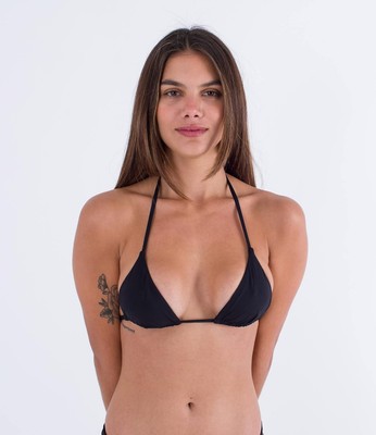 Hurley Damen Itsy Bitsy Tri Bikini Top Badetop Schwimmtop, Schwarz, L