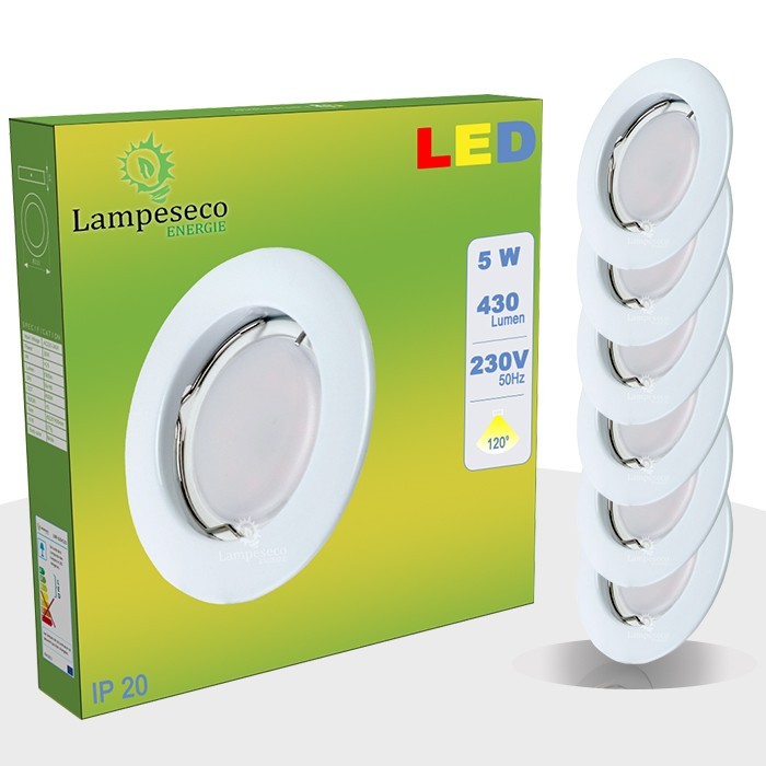 Spot LED encastrable pour remplacer halogène 50W lot de 15 lumière blanc neutre