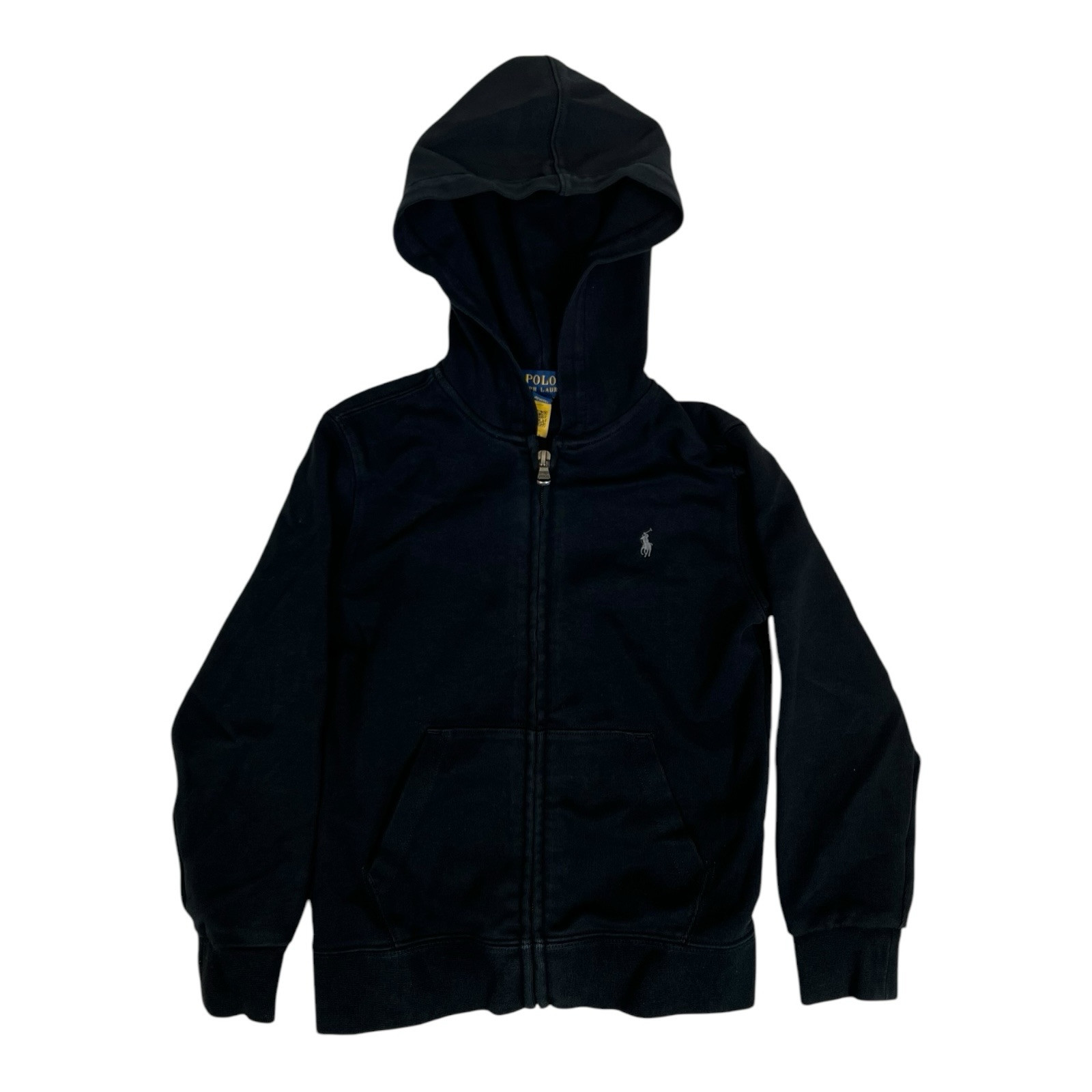 Polo Ralph Lauren nera full zip con cappuccio bambino taglia 6 piccola grigio pony