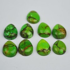 Green Copper Turquoise Pear Cabochon 6X9mm For Making Jewelry