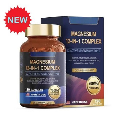 Magnesium 12-in-1 Complex Capsules 700mg Dietary Supplement H OT
