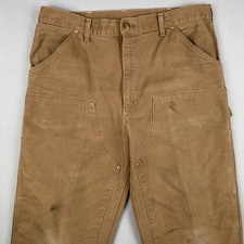 Vintage Carhartt Double Knee Duck Canvas Work Pants USA Brown 36x28 Distressed