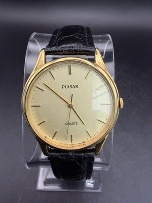 Pulsar Quartz Watch Men s Gold Tone Leather Strap Y131-2978
