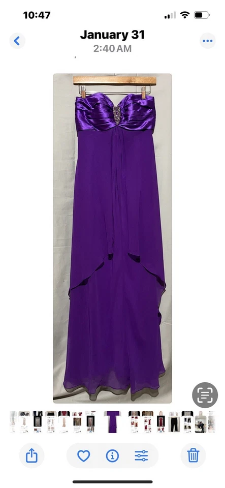 Vestido formal de gasa púrpura brillante talla 6 Foto 2 de 2
