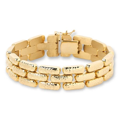 BELLEZZA Goldtone Bronze Hammered Stamato Panther-Link Chain Bracelet - NWT image 2