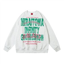 Letter Print Loose Round Neck Sweater