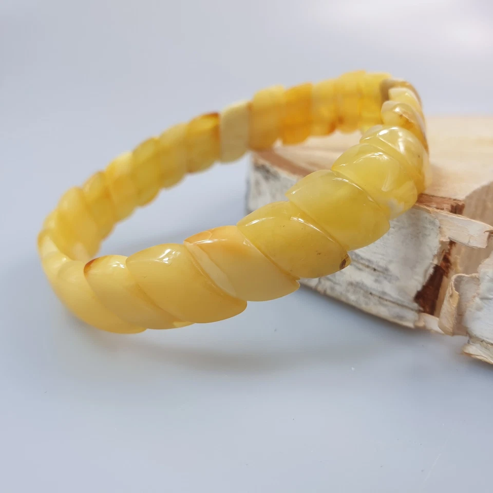 Bracelet d'ambre Perles d'ambre de la Baltique blanches Bracelet de pierres... - Photo 2/4