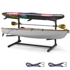 Kayak Storage Rack and Cart, 2 Kayak Capacity Freestanding Adjustable Height