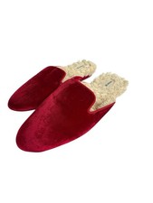 Birdies Phoebe Velvet Faux Fur Mules Red EUC Size 6.5