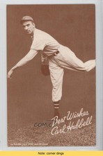 1980 An Exhibit Card Hall of Fame Reprints Tan Stock Sepia Carl Hubbell READ 1n4