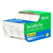 BAZIC 3/4" X 500" Invisible Tape with Dispenser, Matte Finish Adhesive Tapes