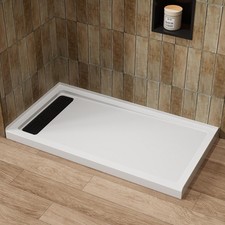 HOROW Shower Base 60'' W x 32'' D Left Drain Single Threshold Acrylic Shower Pan