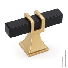 25 Pack Black and Gold Cabinet Knobs Black Dresser Drawer Konbs T Bar Pulls K...
