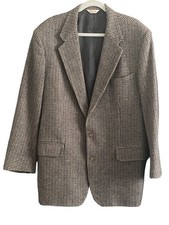 HARRIS Tweed ASHBY THORNTON APEX WOOL Sport Coat Jacket Brown Lined Men 46L USA