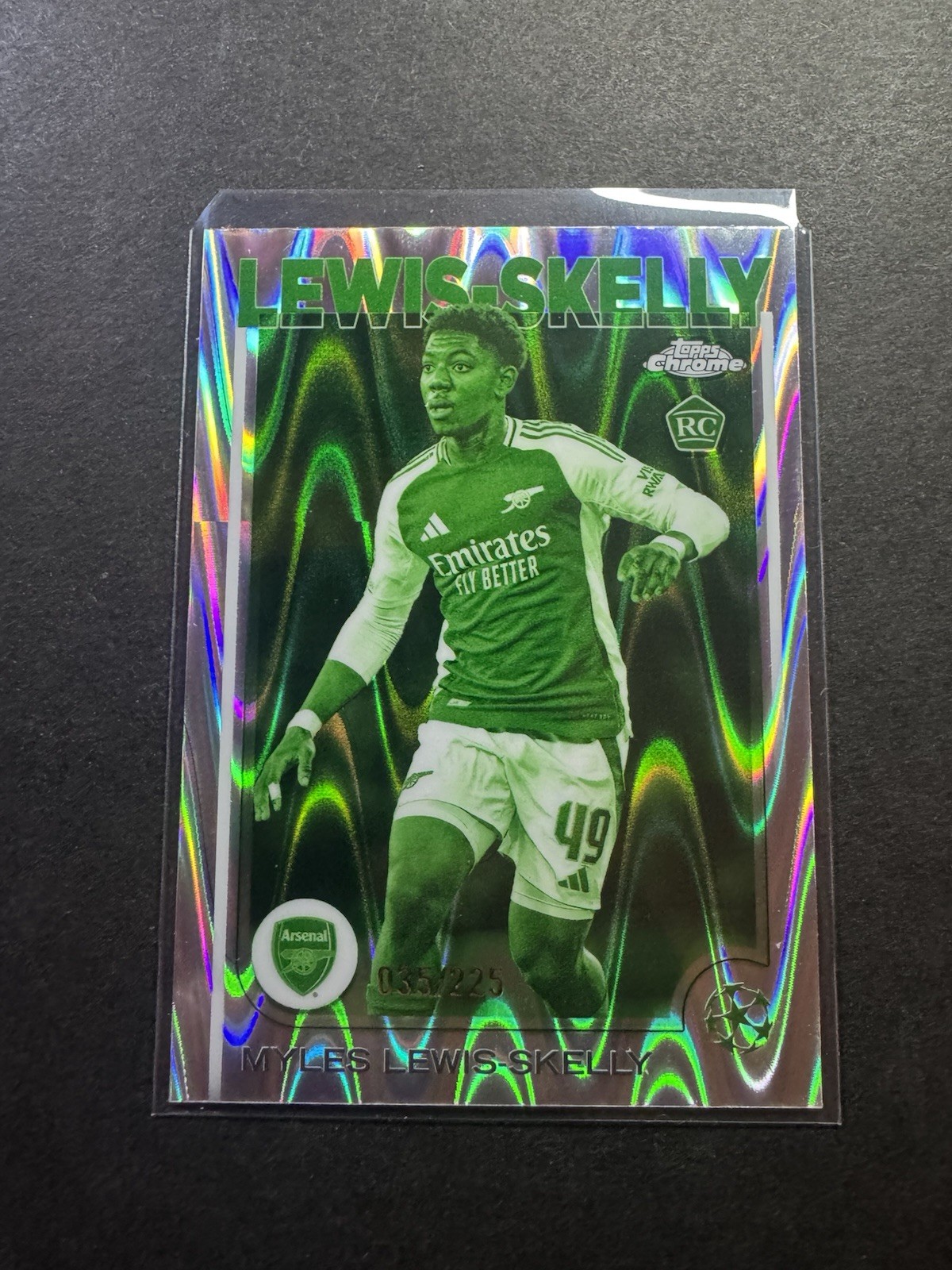 2024-25 Topps Chrome UEFA /225 Myles Lewis-Skelly #154 Night Vision Raywave RC