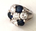 Vintage Signed 925 Sterling Silver Black & White Enamel Flowers Ring Size 7.25 — photo 2