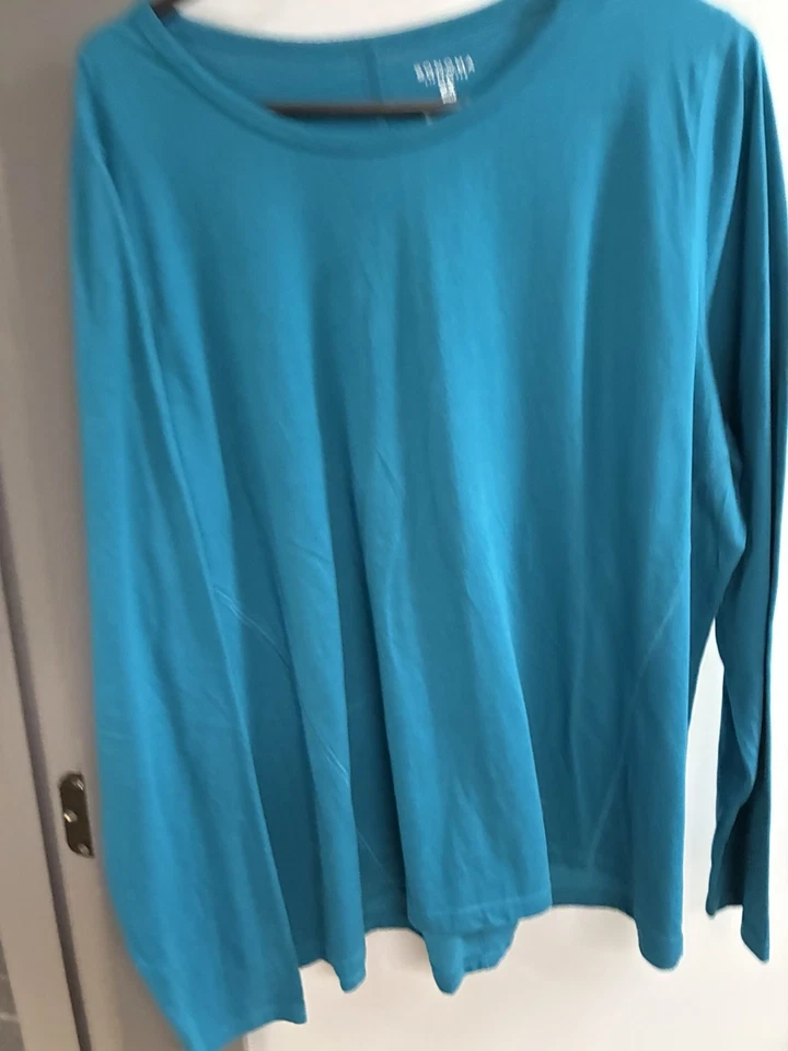 Top básico de manga larga Sonoma Life + Style verde azulado talla 2X Foto 4 de 4