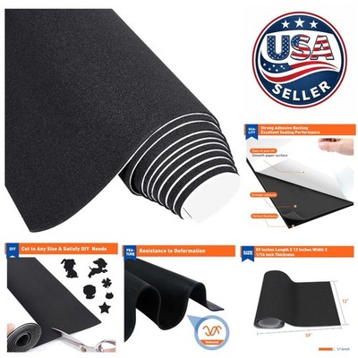 Black Neoprene Foam Padding - 59'' x 12'' Anti-Slip and Waterproof Sheets
