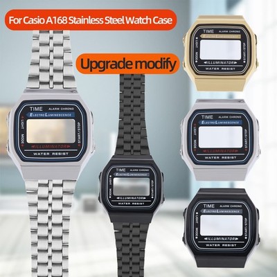 For Casio A-168WA Stainless Steel Watch Case Modified A168 Watchband Metal Case