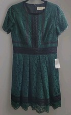 Eliza J Lace Fit & Flare Emerald Green Dress Sz 12 Holiday Cocktail Party NWT