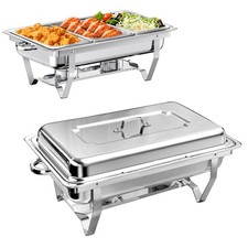 Chafing Dish for Buffet w 3 Pan, Stainless Steel 8QT Buffet Warmer Server w Lid