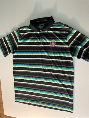 Nike Osu Golf  Performance Dri Fit Polo Shirt Mens Large Black Multi Striped
