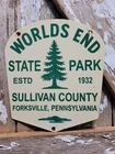 VINTAGE WORLDS END STATE PARK PORCELAIN SIGN OLD PA LOYALSOCK CABINS CAMPING