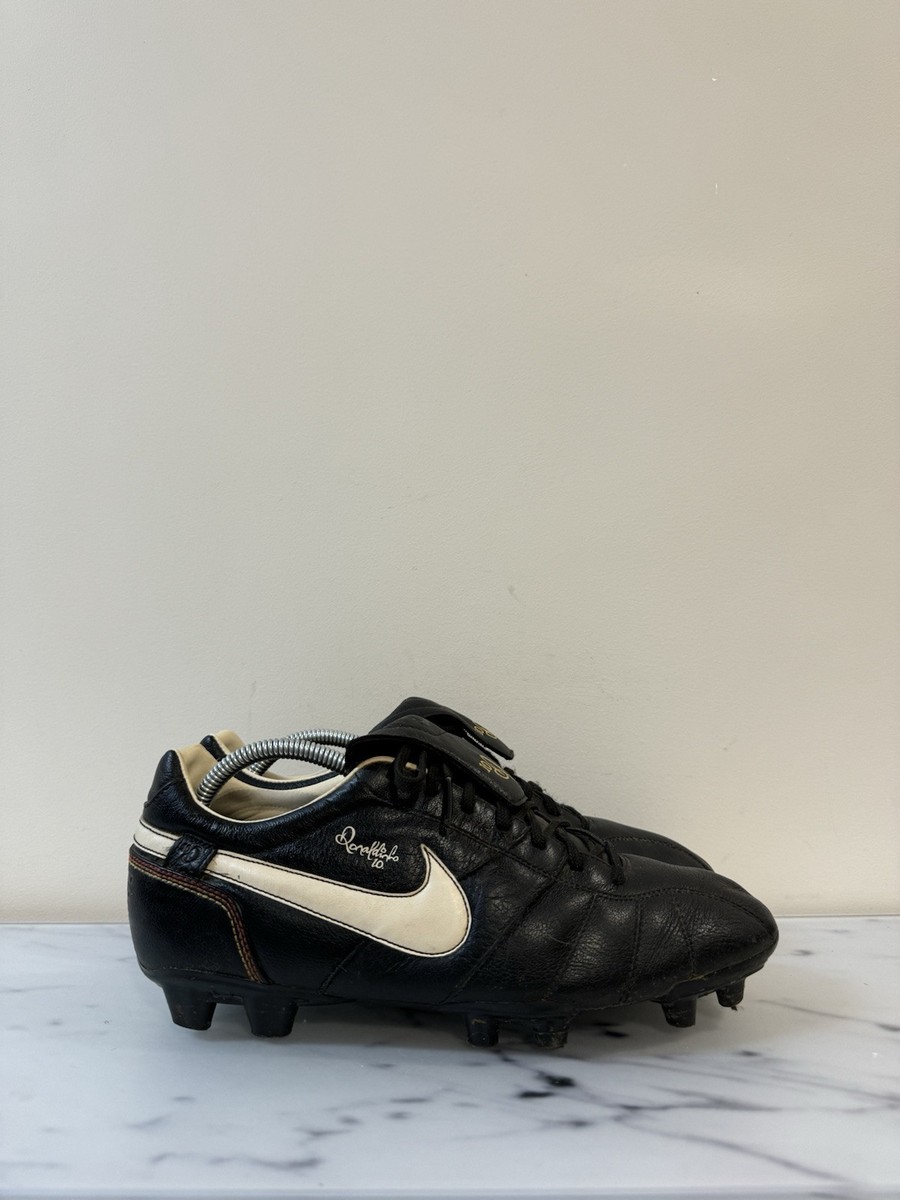 Nike Tiempo R10 Ronaldinho FG Black Leather RARE US 9.5 Soccer