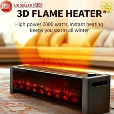 2KW Baseboard Electric Radiator Heater Fireplace 3D Flame Light Extended Outlet