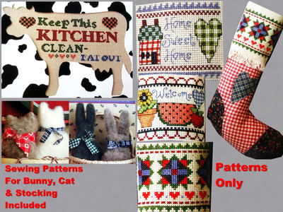 Keep This Kitchen Clean Welcome Stockings Warm Fuzzies CROSS STITCH PATTERNS