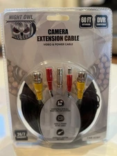 Night Owl Camera Ext. Cable 60 Ft. CAB-60BP. Video & Power Cable. FREE STICKER!!