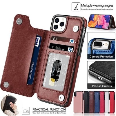 Flip Leather Phone Case Card Holder Wallet Cover For iphone 12 13 14 15 16 17Pro