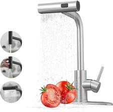 Brushed Stainless Kitchen Faucet Pull Down Sprayer - Waterfall 3-Function