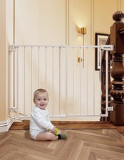 Babelio 29.7-46.5" Baby Gate for Stairs, House Doorways, Hardware Mount, White