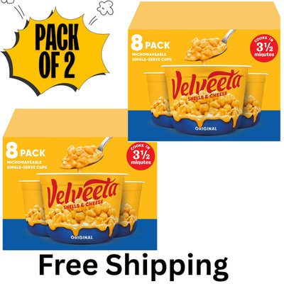 (2 PACK) Velveeta Shells and Cheese Mac and Cheese,8 Cups,for Easy Snacks 2.39oz