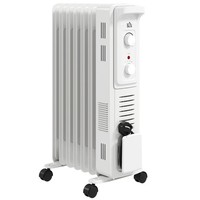 HOMCOM 7 Fin Portable Oil Filled Heater Radiator, Energy Efficient, White
