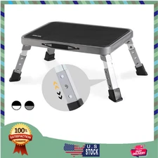 3 Levels Adjustable Folding Step Stools for Adults, Sturdy Metal RV Step Stool